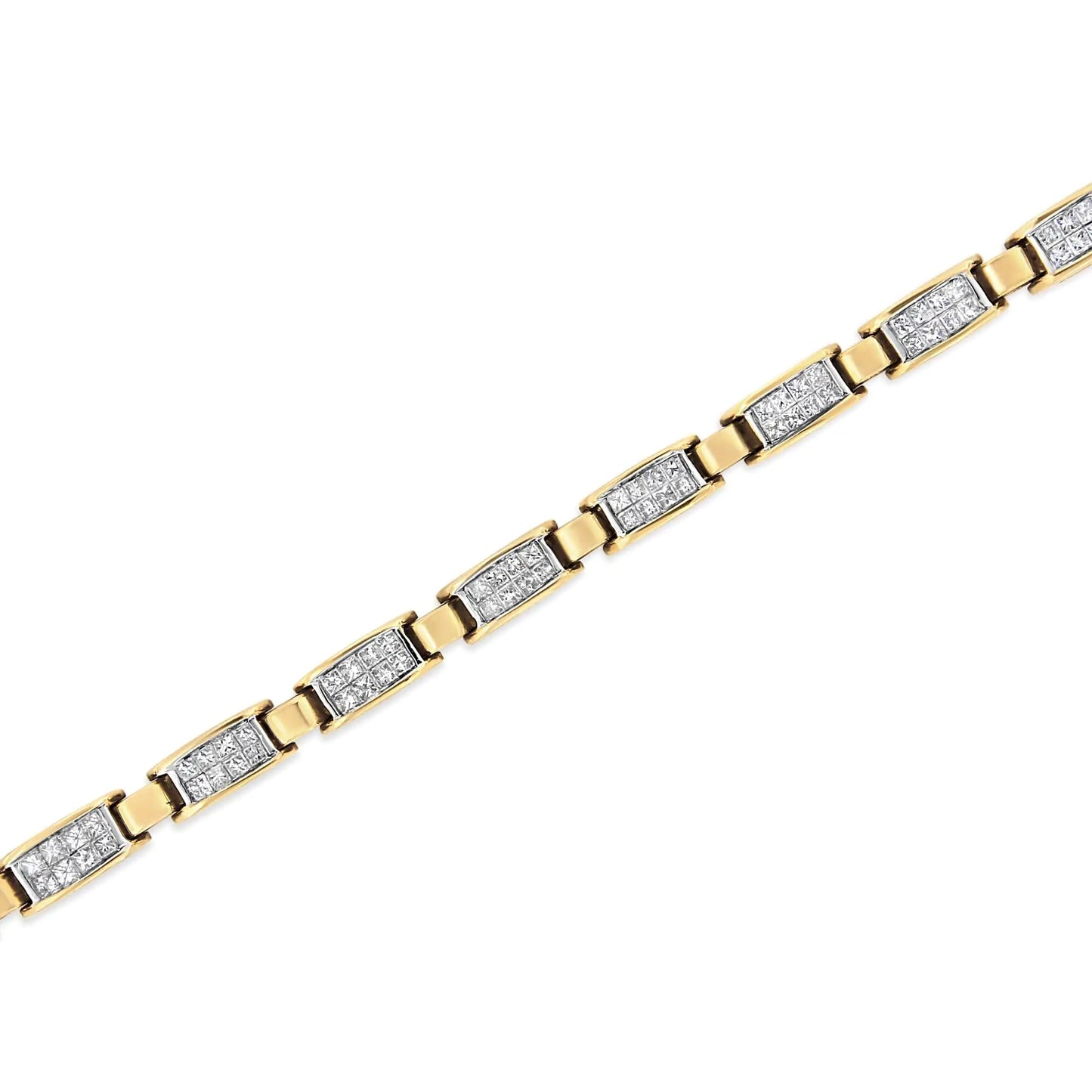 14K Yellow Gold 2 1/2 Cttw Princess-Cut Diamond Link Tennis Bracelet (H-I Color, SI2-I1 Clarity) - 7.25" WEM Support (www.WEM.support)
