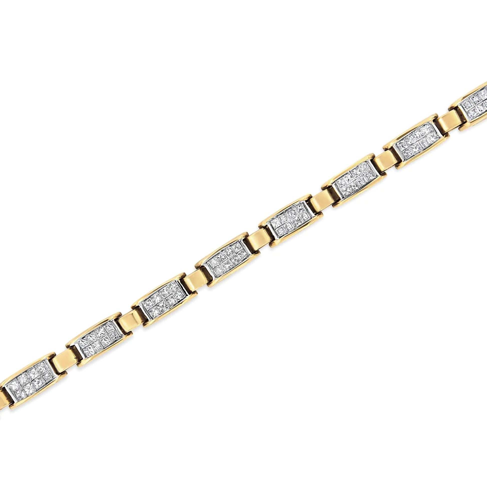 14K Yellow Gold 2 1/2 Cttw Princess-Cut Diamond Link Tennis Bracelet (H-I Color, SI2-I1 Clarity) - 7.25" WEM Support (www.WEM.support)