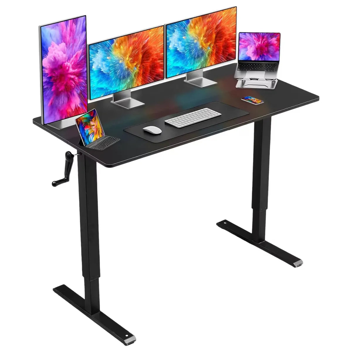 Hand-Crank Adjustable Office Desk Height Adjustable, With Flat Metal Legs Perfect For Home, Office, Gaming, Or Study Use WEM Support (www.WEM.support)