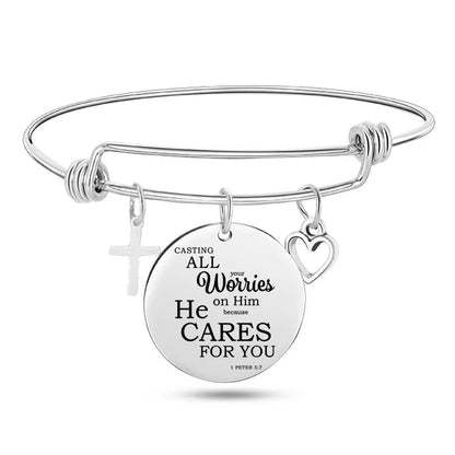 Stainless Steel Christian Charm Bracelet WEM Support (www.WEM.support)