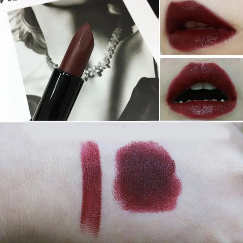 Dark Purple Chocolate Brown Matte Lipstick - Catch Cards