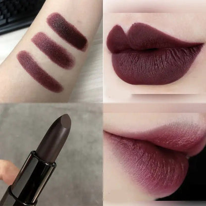 Dark Purple Chocolate Brown Matte Lipstick - Catch Cards