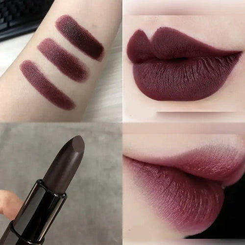 Dark Purple Chocolate Brown Matte Lipstick - Catch Cards