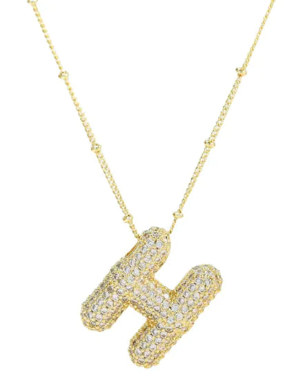 Brass Zircon Letter Necklace WEM Support (www.WEM.support)