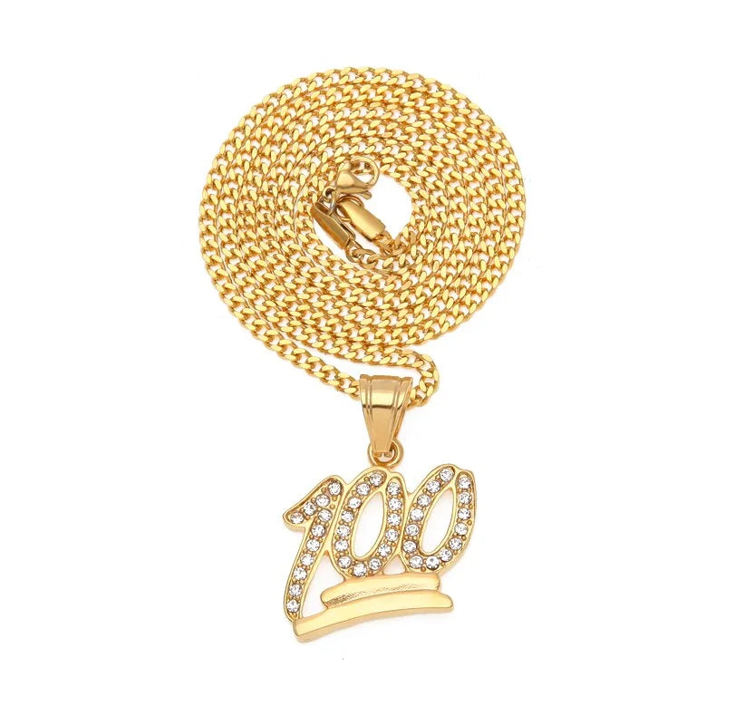 Gold Emoji 100 Logo Pendant Necklace WEM Support (www.WEM.support)