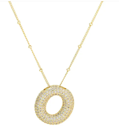 Brass Zircon Letter Necklace WEM Support (www.WEM.support)