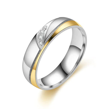 Diamond Encrusted Stainless Steel Couple Rings Set - Catch Cards