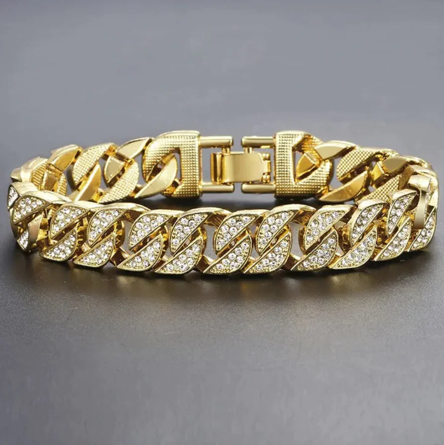Gold Miami Curb Chain Bracelet WEM Support (www.WEM.support)