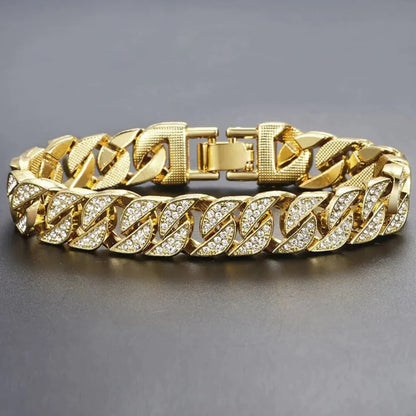 Gold Miami Curb Chain Bracelet WEM Support (www.WEM.support)