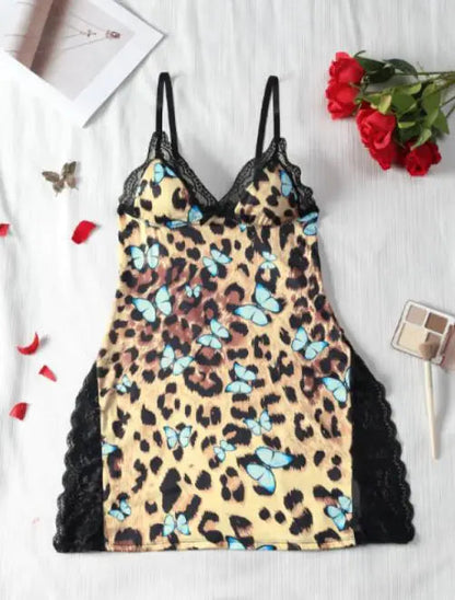 Sexy nattkjole med blondekant for kvinner - Women’s Sexy Lace Trim Night Dress WEM Support (www.WEM.support)