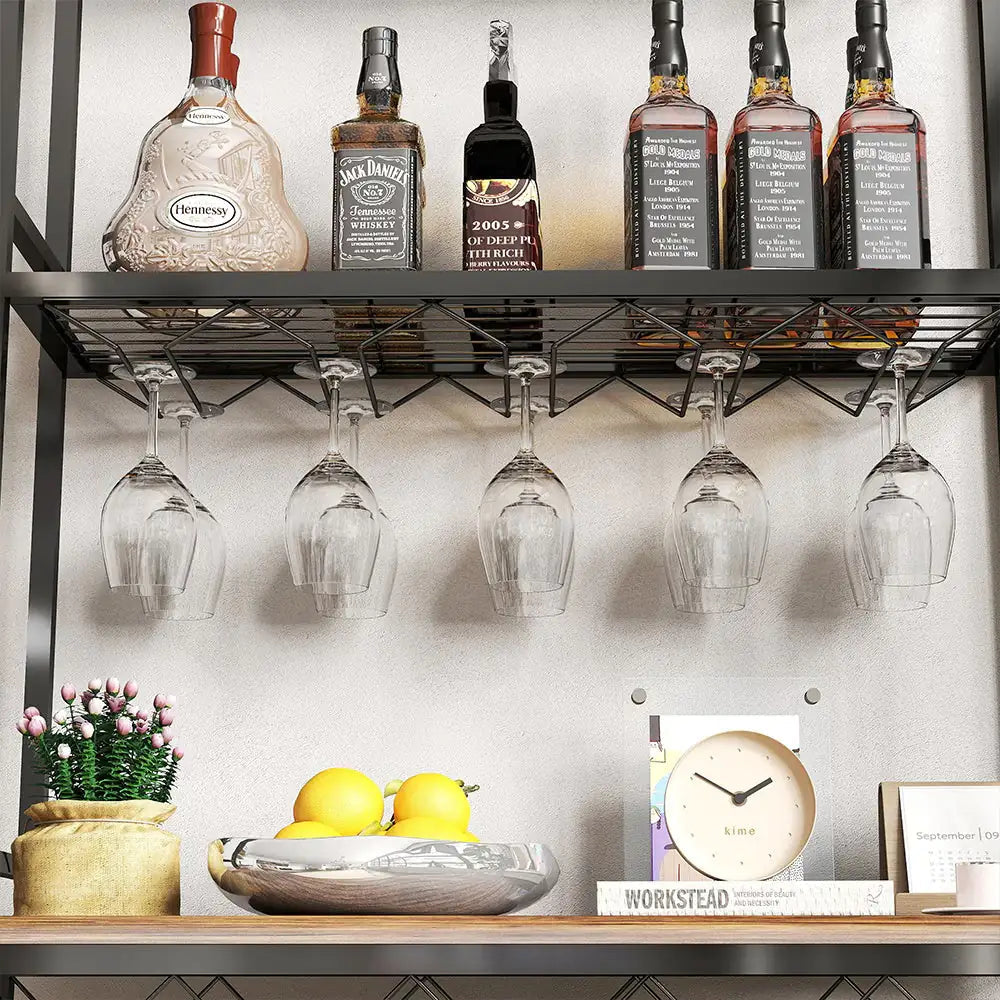 Tall Wine Holder Stand With Wine Glass Holder WEM Support (www.WEM.support)