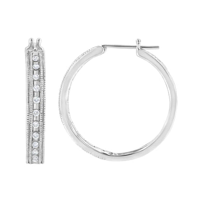 .925 Sterling Silver 1/2 cttw Lab Grown Diamond Hoop Earring (F-G Color, VS2-SI1 Clarity) WEM Support (www.WEM.support)