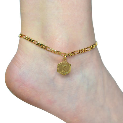 Extender Chain A-Z Initial Letter Anklet for Women WEM Support (www.WEM.support)