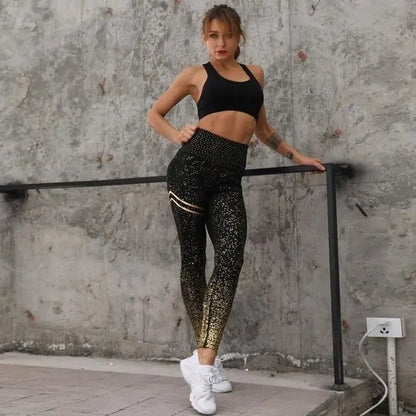 High Waisted Glittered Workout Leggings WEM Support (www.WEM.support)