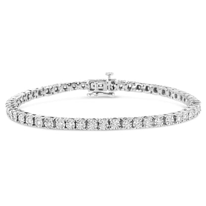 .925 Sterling Silver Lab Grown Diamond Illusion-Set Miracle Plate Tennis Bracelet - 7.25" Inches WEM Support (www.WEM.support)