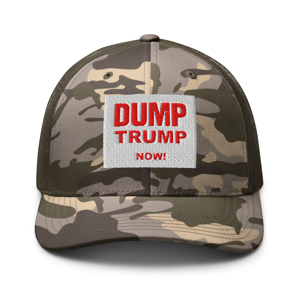 DUMP TRUMP NOW! Camo Outdoor Trucker Cap - Mesh hats - Catch Cards