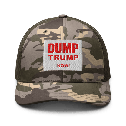 DUMP TRUMP NOW! Camo Outdoor Trucker Cap - Mesh hats - Catch Cards