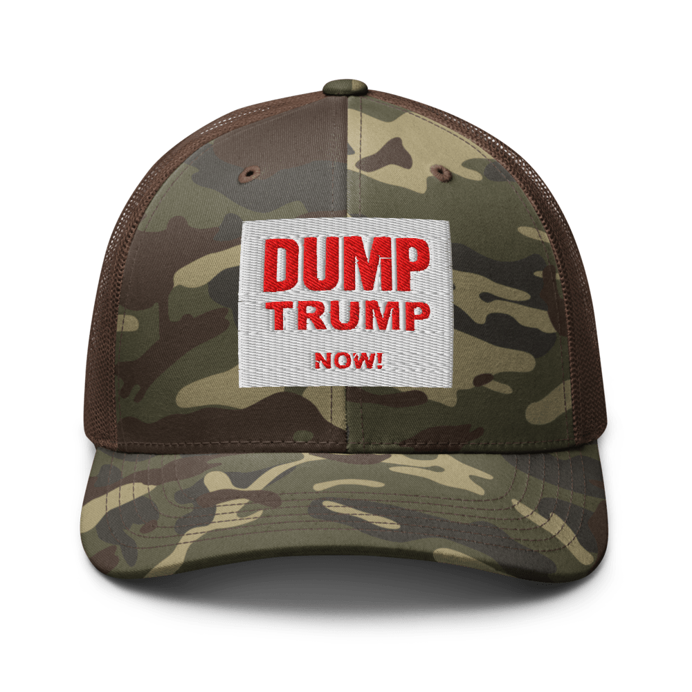 DUMP TRUMP NOW! Camo Outdoor Trucker Cap - Mesh hats - Catch Cards
