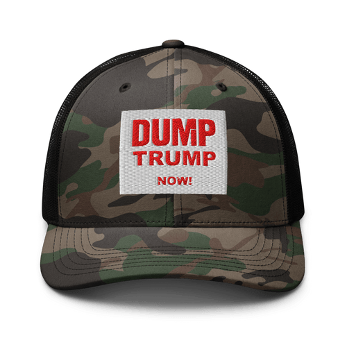 DUMP TRUMP NOW! Camo Outdoor Trucker Cap - Mesh hats - Catch Cards