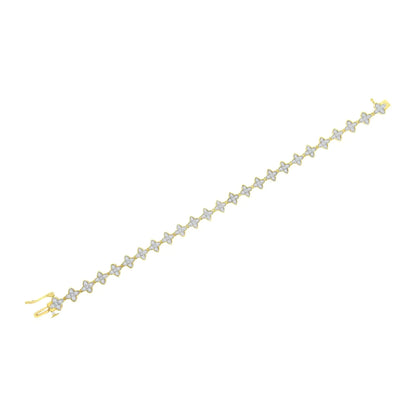 10K Yellow Gold 2.0 cttw Round-Cut Diamond 4 Leaf Clover Link Bracelet (J-K Color, I1-I2 Clarity) - Size 7.25" WEM Support (www.WEM.support)