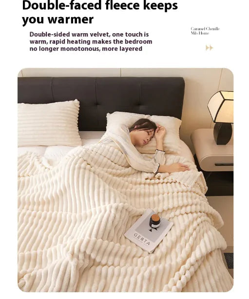 Ultra-Soft Rabbit Plush Double-Sided Velvet Knitted Sofa Blanket WEM Support (www.WEM.support)