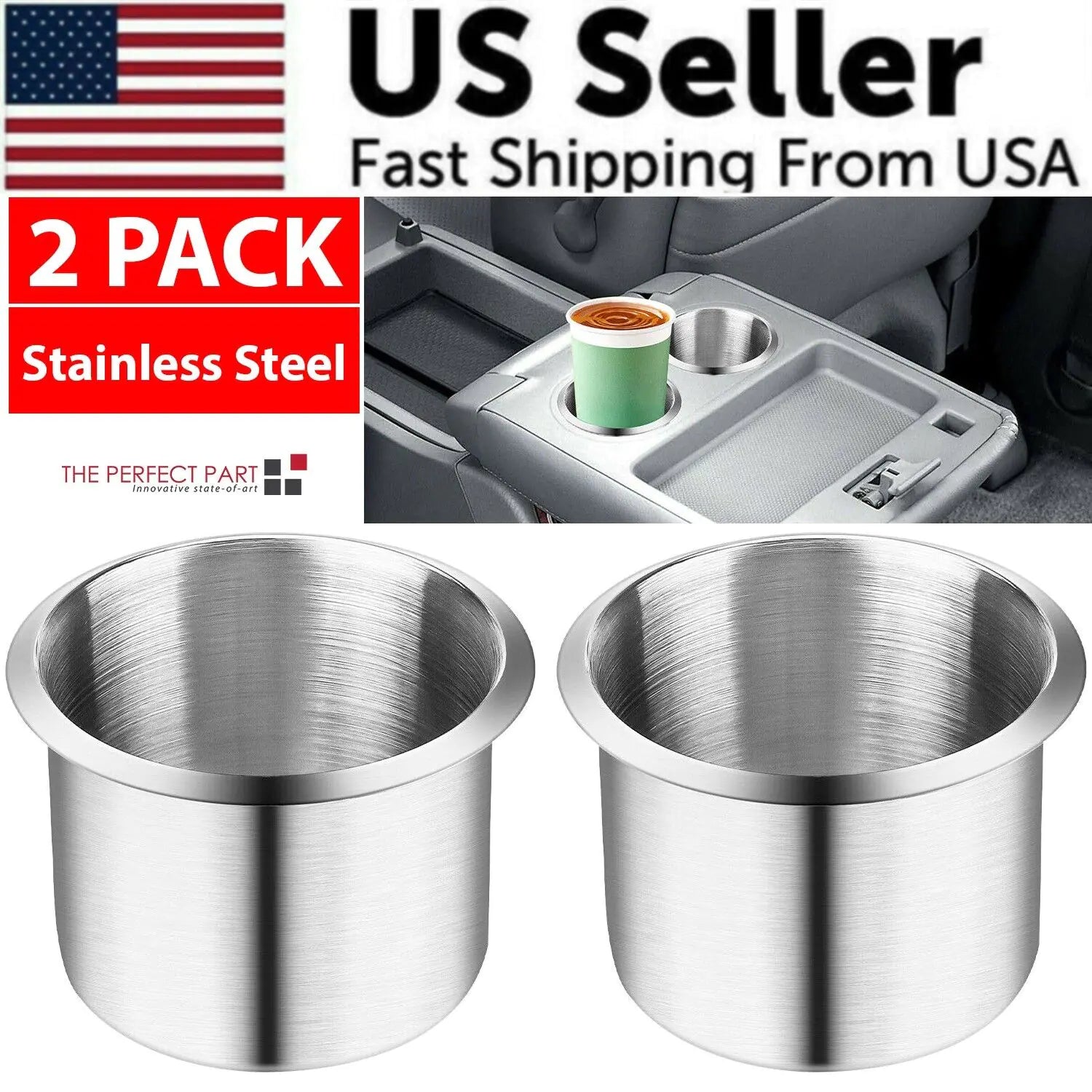 Universal Stainless Steel Cup Drink Holders for Car Boat Truck Marine Camper RV WEM Support (www.WEM.support)