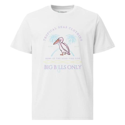 Premium Men's Tropical Pelican Organic Cotton T-Shirt – Sustainable Comfort with Coastal Style WEM Support (www.WEM.support)