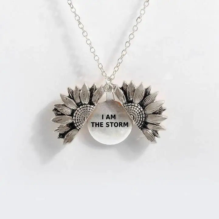 Sunflower Double-layer Lettering Necklace WEM Support (www.WEM.support)