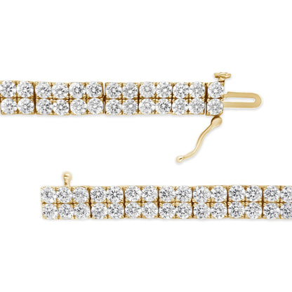 14K Yellow Gold 10.0 Cttw Diamond 2 Row Tennis Bracelet (L-M Color, I2-I3 Clarity) - Size 7.25 Inches WEM Support (www.WEM.support)
