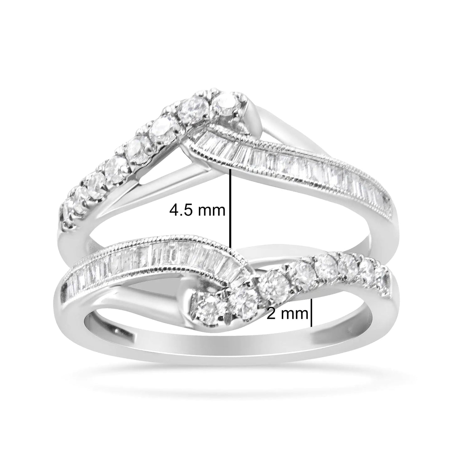 14K White Gold 0.65 Cttw Round and Baguette Invisible-Set Diamond Enhancer Wrap Ring (I-J Color, I2-I3 Clarity) WEM Support (www.WEM.support)