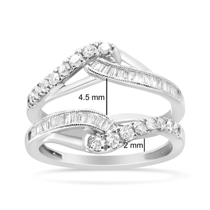 14K White Gold 0.65 Cttw Round and Baguette Invisible-Set Diamond Enhancer Wrap Ring (I-J Color, I2-I3 Clarity) WEM Support (www.WEM.support)