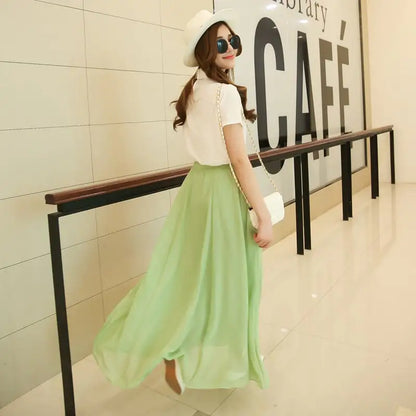 Half-Length Plus Size High Waist Chiffon Skirt