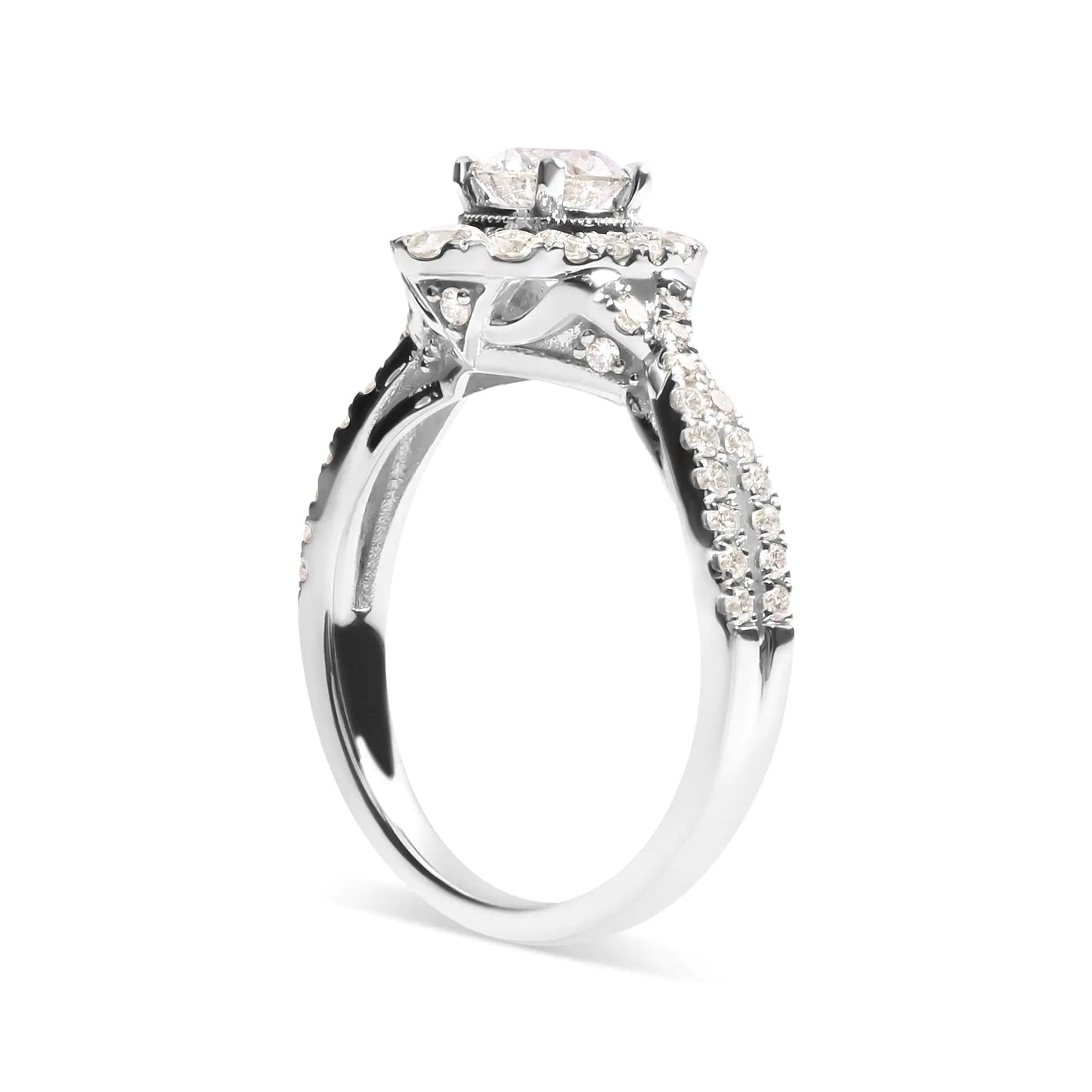 14k White Gold GIA Certified 1 1/5 Cttw Diamond Oval Halo Shaped Engagement Ring (G-H Color, SI1-SI2 Clarity) - Ring Size 7 WEM Support (www.WEM.support)