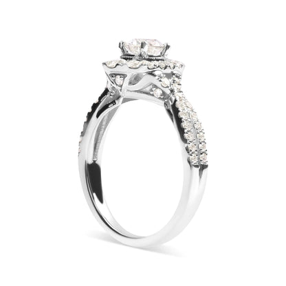 14k White Gold GIA Certified 1 1/5 Cttw Diamond Oval Halo Shaped Engagement Ring (G-H Color, SI1-SI2 Clarity) - Ring Size 7 WEM Support (www.WEM.support)