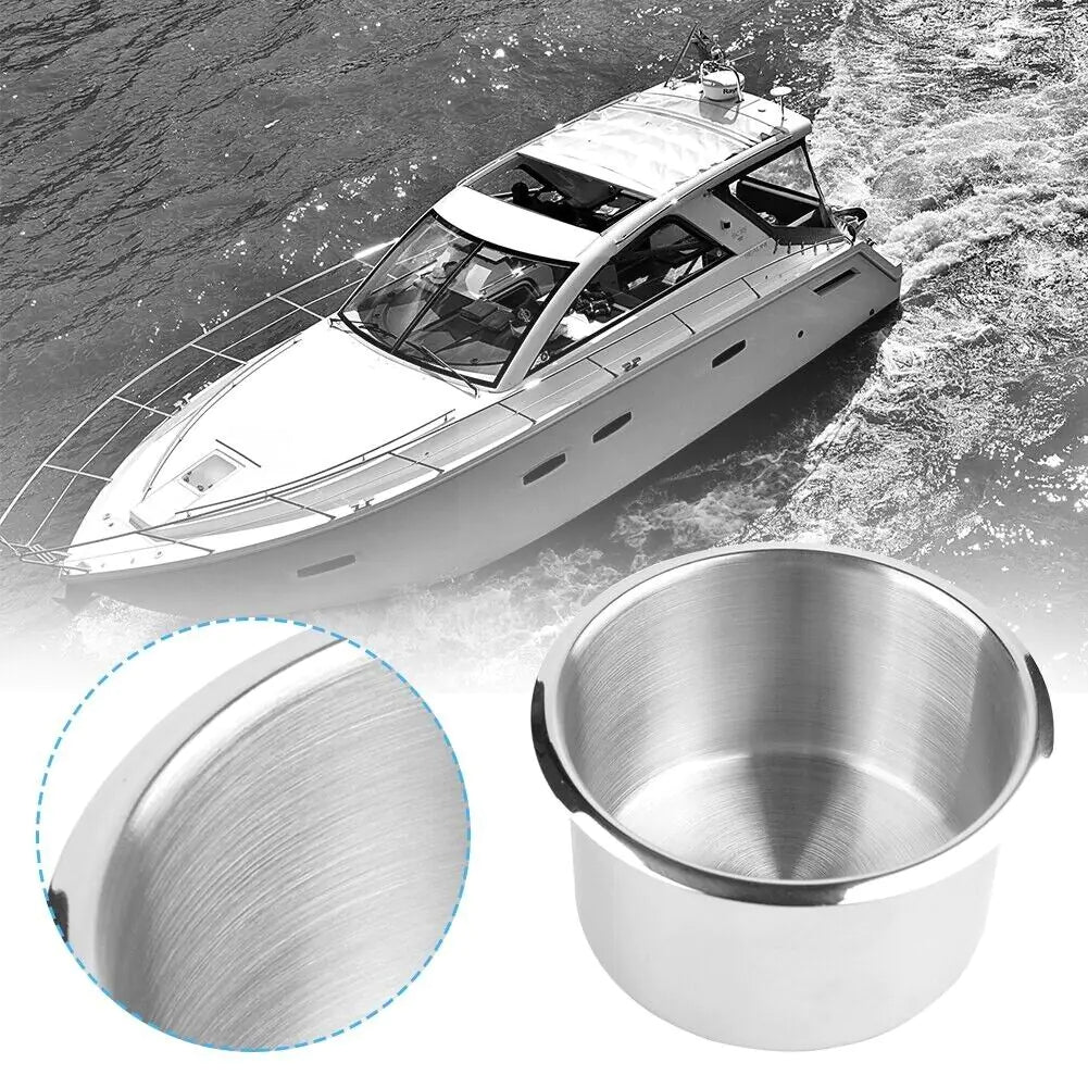 Universal Stainless Steel Cup Drink Holders for Car Boat Truck Marine Camper RV WEM Support (www.WEM.support)