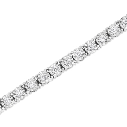 .925 Sterling Silver Lab Grown Diamond Illusion-Set Miracle Plate Tennis Bracelet - 7.25" Inches WEM Support (www.WEM.support)