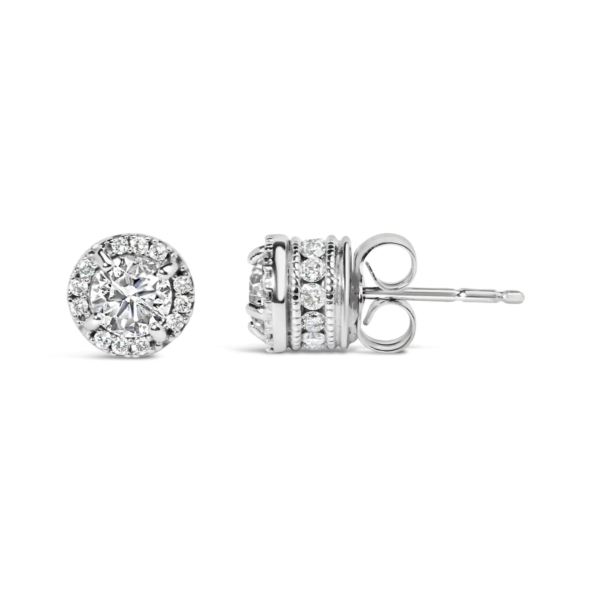 10K White Gold 1.00 Cttw Diamond Hidden Halo Stud Earring (H-I Color, I1-I2 Clarity) WEM Support (www.WEM.support)