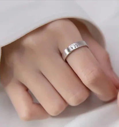 Personalized Cute Kitten Adjustable Couple Rings