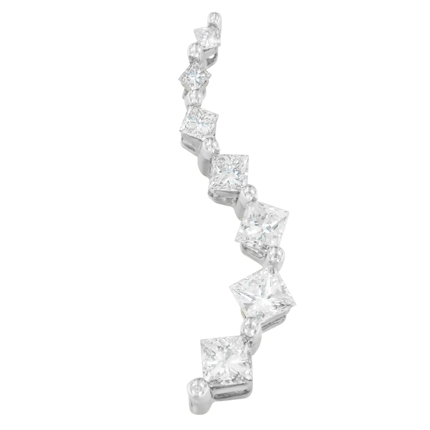 14K White Gold Princess and Baguette Cut Diamond Journey Pendant Necklace (1.00 cttw, H-I Color, I1-I2 Clarity) WEM Support (www.WEM.support)