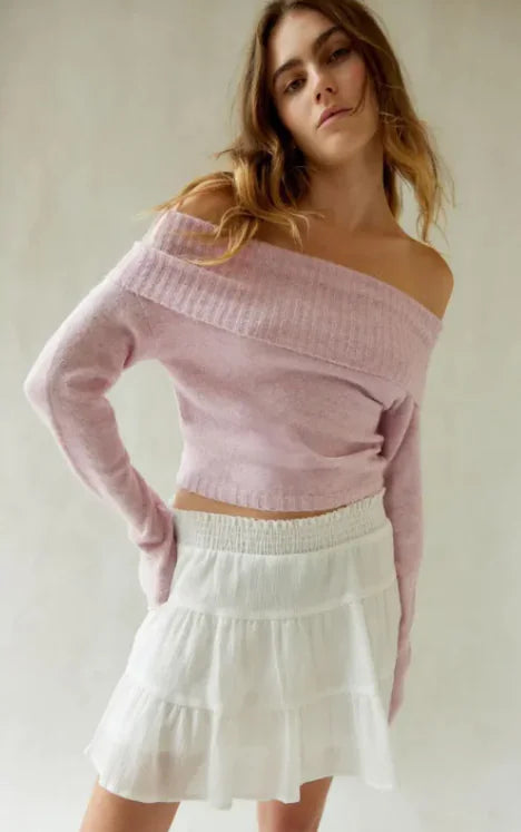 Elegant Off-Shoulder Lapel Top WEM Support (www.WEM.support)