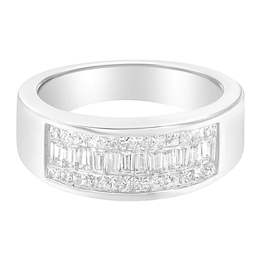14K White Gold Princess and Baguette-cut Diamond Ring (1.0 Cttw, H-I Color, VS2-SI1 Clarity) WEM Support (www.WEM.support)