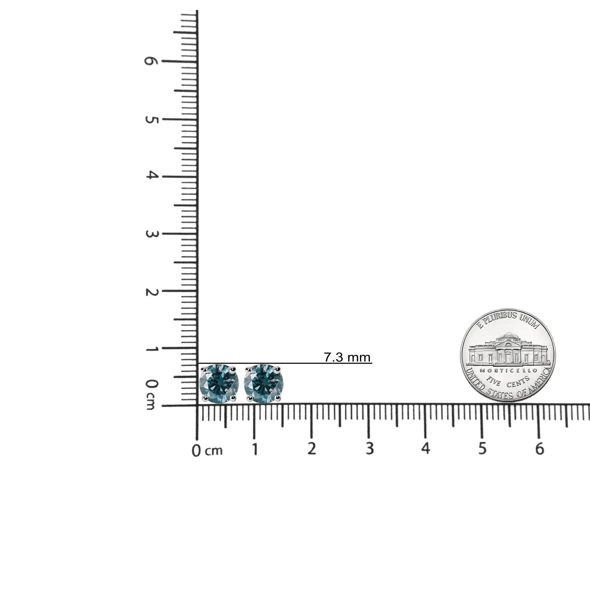 14K Gold Round Brilliant Cut Lab Grown Blue Diamond 4-Prong Classic Solitaire Stud Earrings with Screwbacks WEM Support (www.WEM.support)