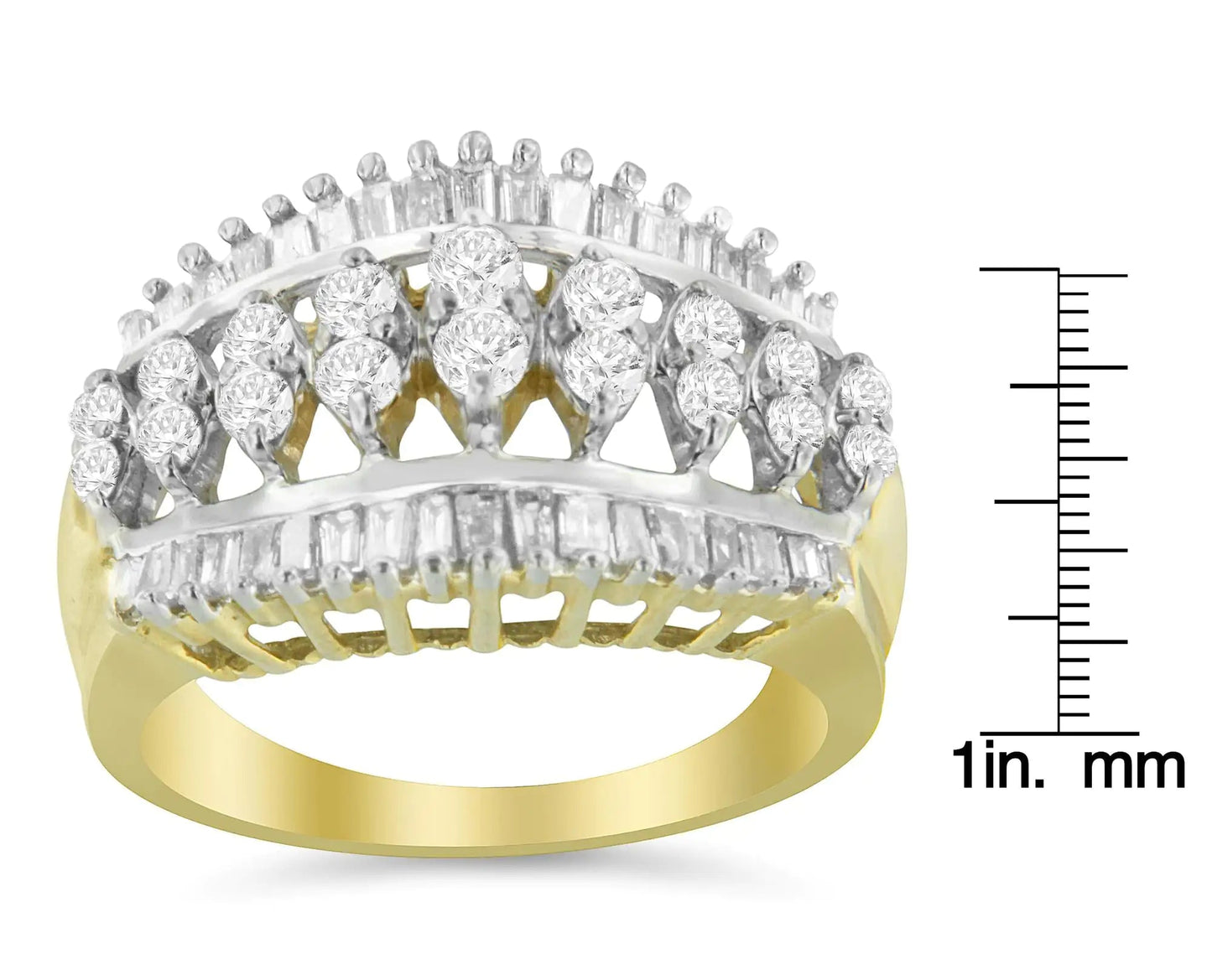 10KT Two-Tone Gold Diamond Cluster Band (1 cttw, I-J Color, I1-I2 Clarity) WEM Support (www.WEM.support)