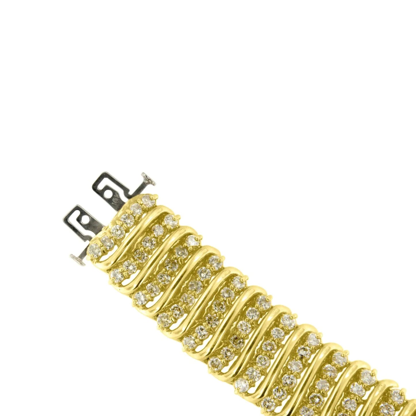 10K Yellow Gold 15.0 Cttw Diamond S Shaped Wave Link Two Tone 7” Tennis Bracelet (J-K Color, I2-I3 Clarity) WEM Support (www.WEM.support)
