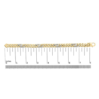10K Yellow Gold 1.00 Cttw Diamond Miami Cuban Link Men's Bracelet (H-I Color, I1-I2 Clarity) - 8.5 Inches WEM Support (www.WEM.support)
