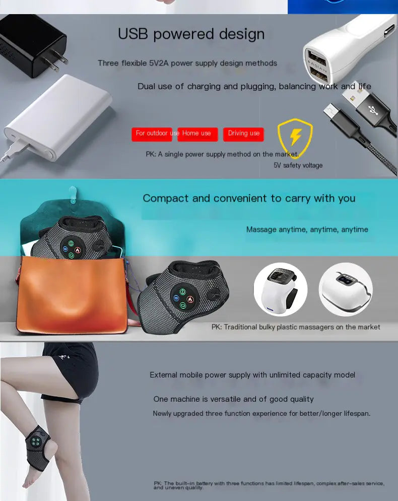 Massageador de Tornozelo com Vibração Aquecida