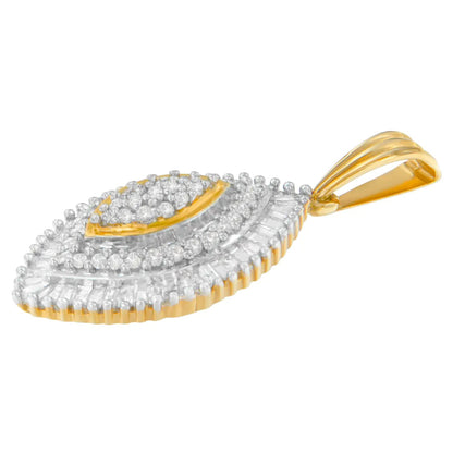 10K Yellow Gold Multi-Cut Diamond Golden Burst Halo Pendant Necklace (0.5 cttw, I-J Color, I2-I3 Clarity) WEM Support (www.WEM.support)