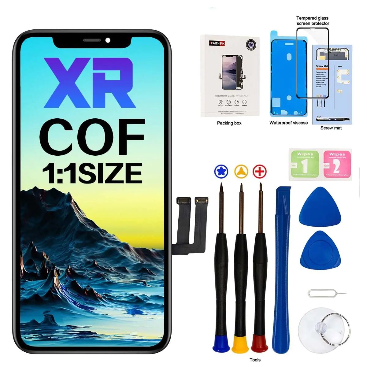 EFAITHFIX for iPhone 11 Screen Replacement COF 6.1 Inch LCD Screen Frame Assembly 3D Touch Display Screen Digitizer for A2111, A2223, A2221 with Repair Tools kit Tempered Glass Waterproof Adhesive - Catch Cards