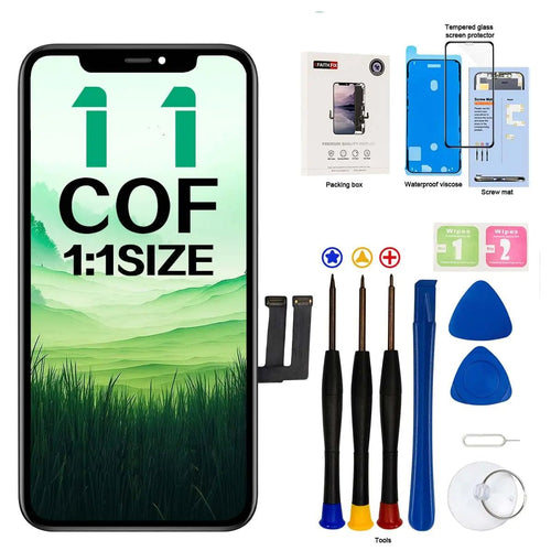 EFAITHFIX for iPhone 11 Screen Replacement COF 6.1 Inch LCD Screen Frame Assembly 3D Touch Display Screen Digitizer for A2111, A2223, A2221 with Repair Tools kit Tempered Glass Waterproof Adhesive - Catch Cards