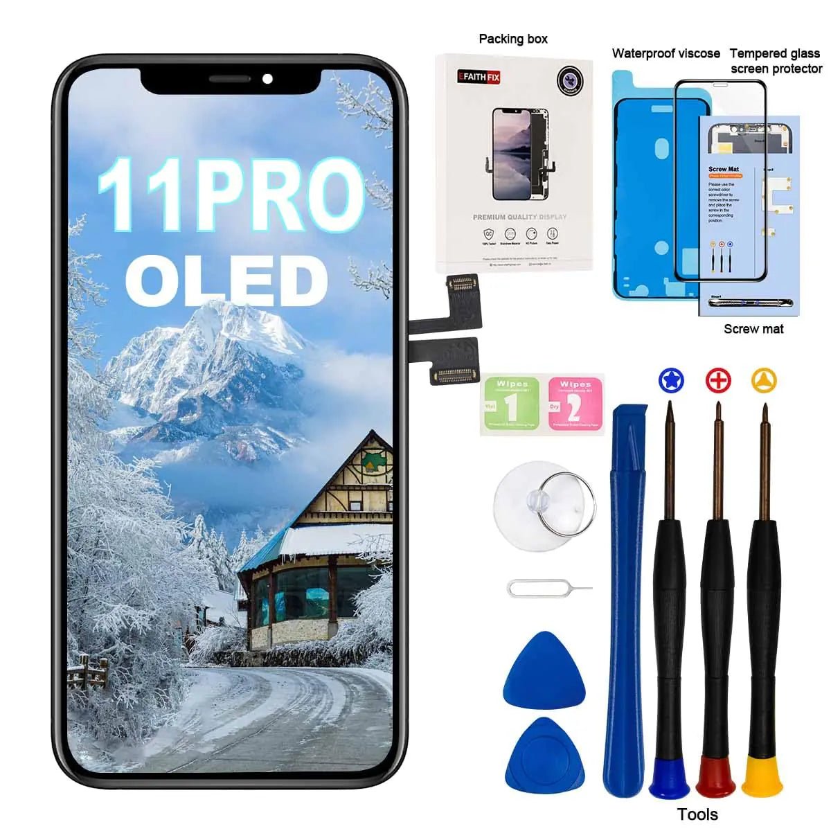 EFAITHFIX for iPhone 11 Screen Replacement COF 6.1 Inch LCD Screen Frame Assembly 3D Touch Display Screen Digitizer for A2111, A2223, A2221 with Repair Tools kit Tempered Glass Waterproof Adhesive - Catch Cards